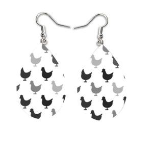 Chicken Theme Teardrop Earrings
